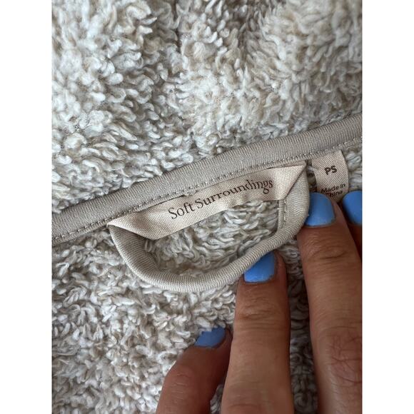 Soft Surroundings PS Sweater Hugs Beige Plush Sherpa Cardigan Jacket - Picture 3 of 8